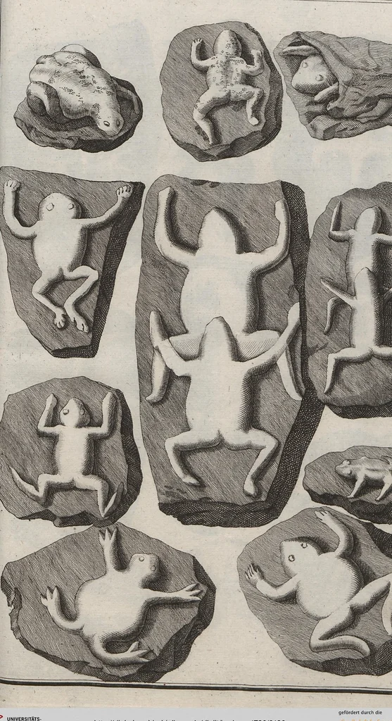 An illustration from Lithographiae Wirceburgensis, Ducentis Lapidum Figuratorum, A Potiori Insectiformium, Prodigiosis Imaginibus Exornatae Specimen Primum, 1726, leaf 126