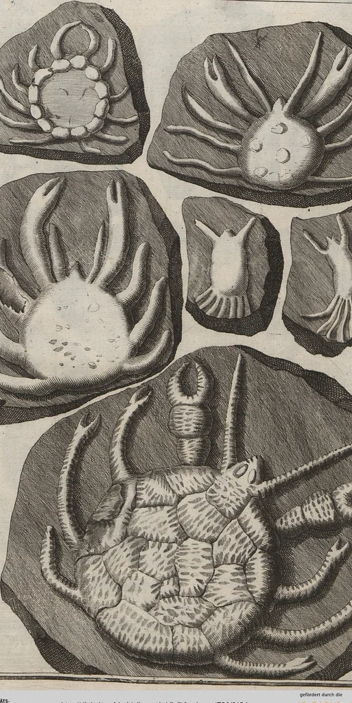 An illustration from Lithographiae Wirceburgensis, Ducentis Lapidum Figuratorum, A Potiori Insectiformium, Prodigiosis Imaginibus Exornatae Specimen Primum, 1726, leaf 134
