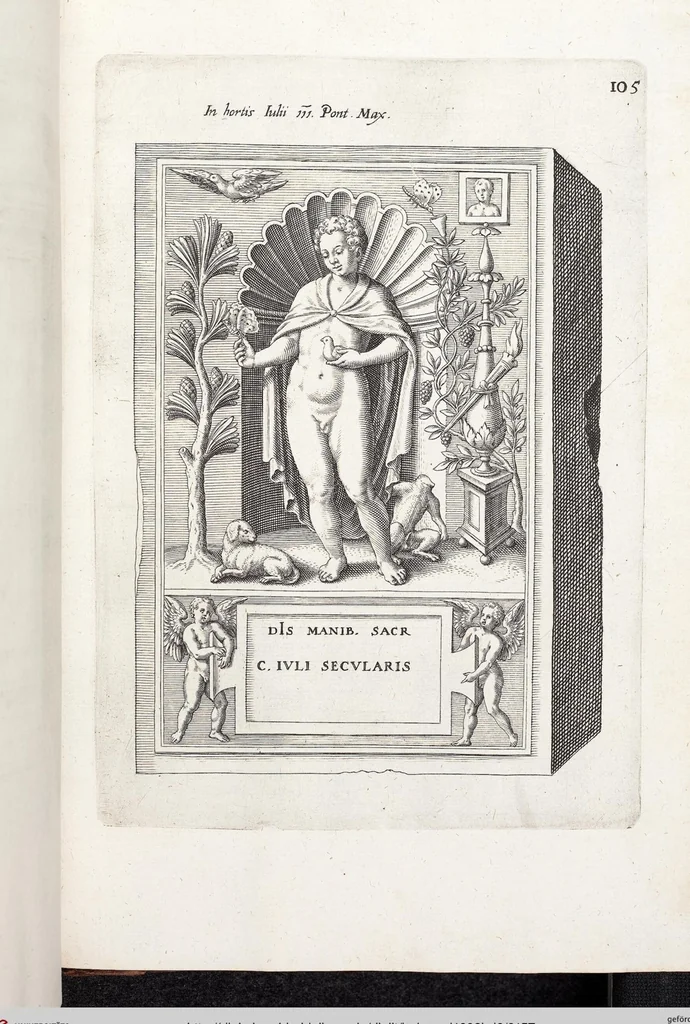 An illustration from (Band 6): VI. pars. Antiquitatum Romanarum: sive IV. tomus inscriptionum & monumentorum ..., 1602, leaf 157