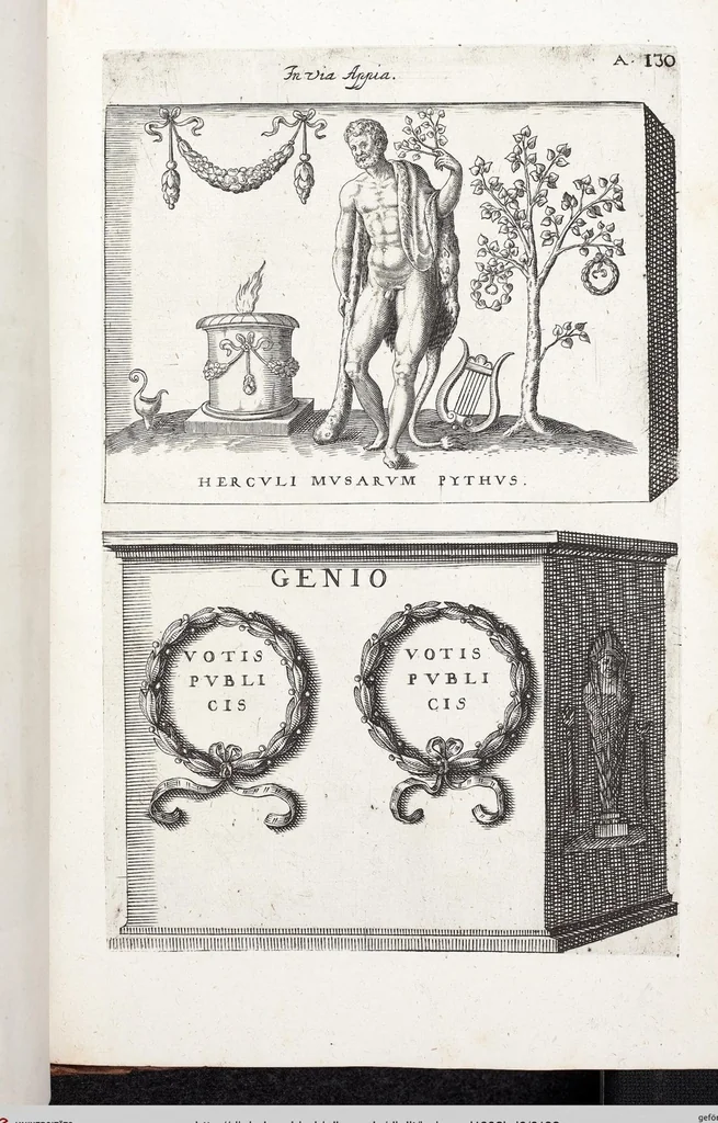An illustration from (Band 6): VI. pars. Antiquitatum Romanarum: sive IV. tomus inscriptionum & monumentorum ..., 1602, leaf 182