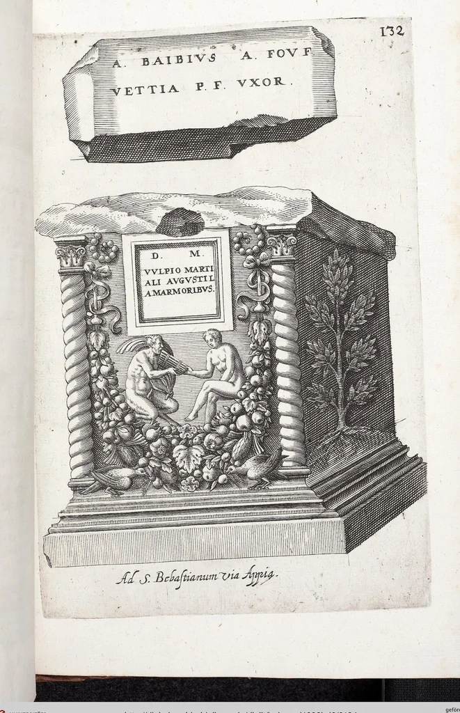An illustration from (Band 6): VI. pars. Antiquitatum Romanarum: sive IV. tomus inscriptionum & monumentorum ..., 1602, leaf 184