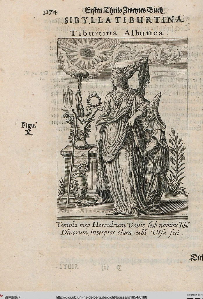 An illustration from Deorvm Fatidicorvm Synopsis Historica / Beschreibung aller vornembsten Heydnischen Oracvlorvm, 1654, leaf 188