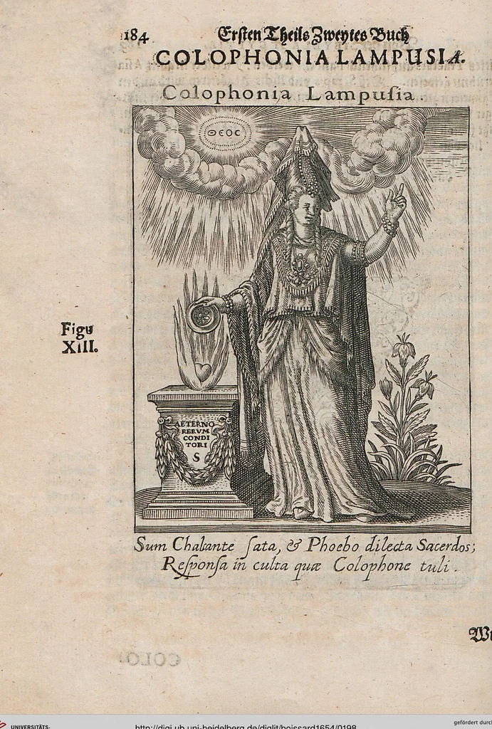 An illustration from Deorvm Fatidicorvm Synopsis Historica / Beschreibung aller vornembsten Heydnischen Oracvlorvm, 1654, leaf 198