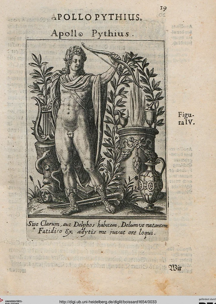 An illustration from Deorvm Fatidicorvm Synopsis Historica / Beschreibung aller vornembsten Heydnischen Oracvlorvm, 1654, leaf 33