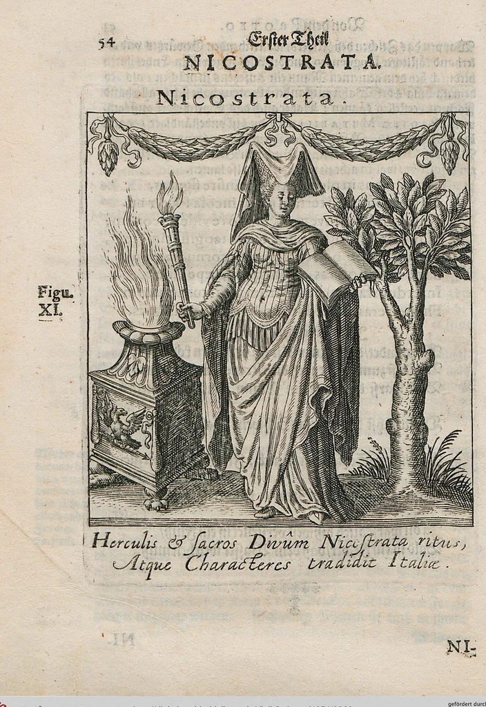 An illustration from Deorvm Fatidicorvm Synopsis Historica / Beschreibung aller vornembsten Heydnischen Oracvlorvm, 1654, leaf 68
