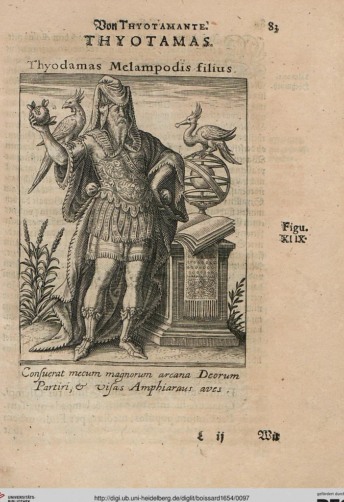 An illustration from Deorvm Fatidicorvm Synopsis Historica / Beschreibung aller vornembsten Heydnischen Oracvlorvm, 1654, leaf 97
