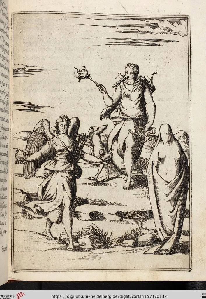 An illustration from Le Imagini De I Dei De Gli Antichi Nelle Qvali Si Contengono gl'Idoli, Riti, ceremonie, & altre cose appartenenti alla Religione de gli Antichi, 1571, leaf 137