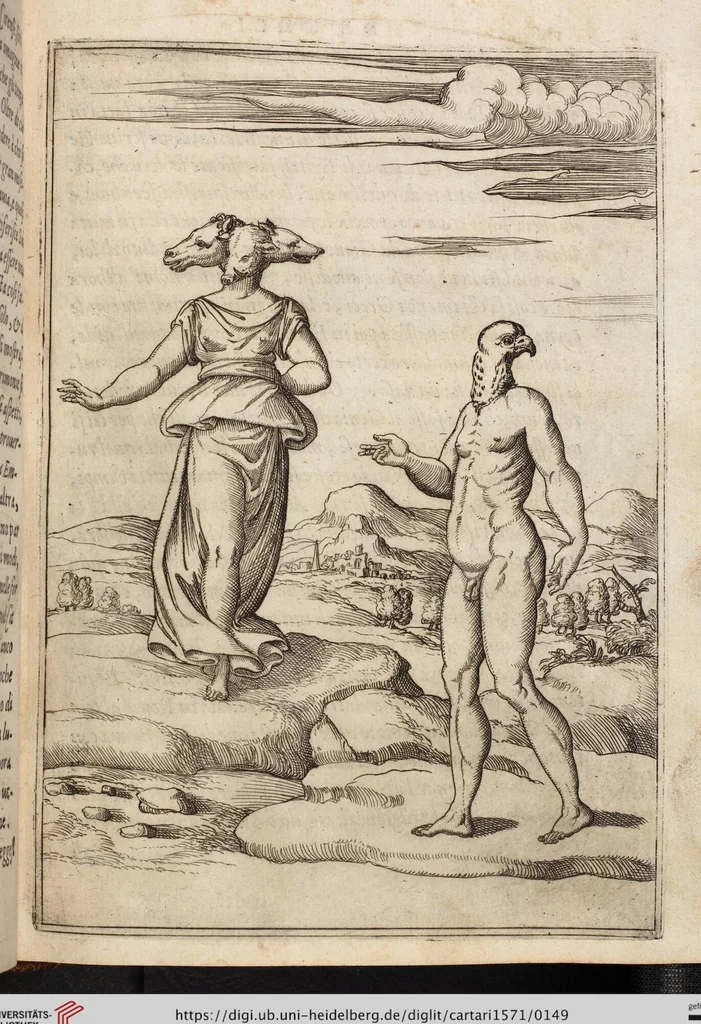An illustration from Le Imagini De I Dei De Gli Antichi Nelle Qvali Si Contengono gl'Idoli, Riti, ceremonie, & altre cose appartenenti alla Religione de gli Antichi, 1571, leaf 149