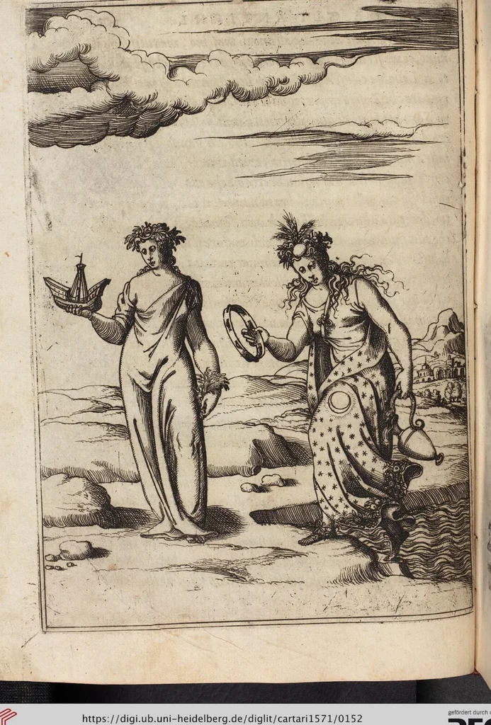 An illustration from Le Imagini De I Dei De Gli Antichi Nelle Qvali Si Contengono gl'Idoli, Riti, ceremonie, & altre cose appartenenti alla Religione de gli Antichi, 1571, leaf 152
