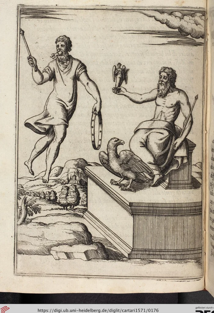 An illustration from Le Imagini De I Dei De Gli Antichi Nelle Qvali Si Contengono gl'Idoli, Riti, ceremonie, & altre cose appartenenti alla Religione de gli Antichi, 1571, leaf 176