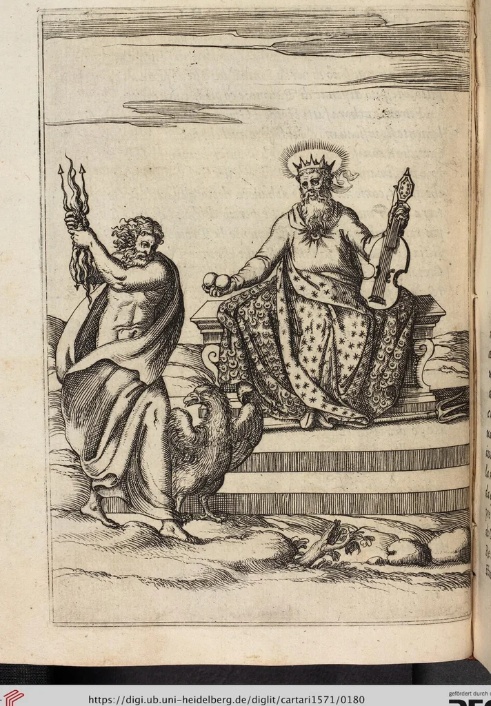 An illustration from Le Imagini De I Dei De Gli Antichi Nelle Qvali Si Contengono gl'Idoli, Riti, ceremonie, & altre cose appartenenti alla Religione de gli Antichi, 1571, leaf 180