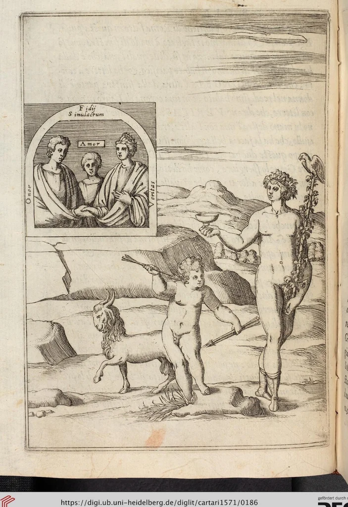 An illustration from Le Imagini De I Dei De Gli Antichi Nelle Qvali Si Contengono gl'Idoli, Riti, ceremonie, & altre cose appartenenti alla Religione de gli Antichi, 1571, leaf 186