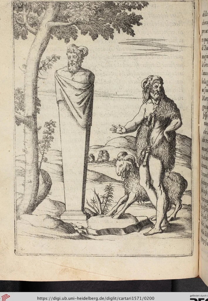 An illustration from Le Imagini De I Dei De Gli Antichi Nelle Qvali Si Contengono gl'Idoli, Riti, ceremonie, & altre cose appartenenti alla Religione de gli Antichi, 1571, leaf 200