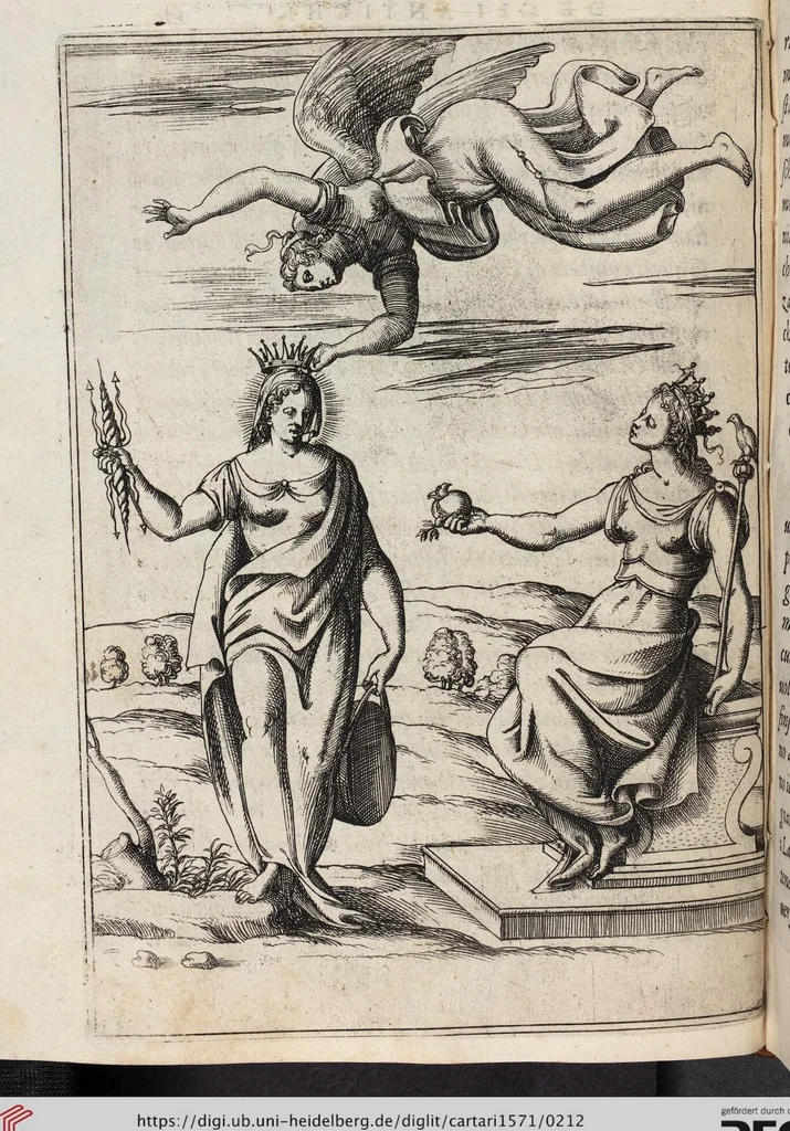 An illustration from Le Imagini De I Dei De Gli Antichi Nelle Qvali Si Contengono gl'Idoli, Riti, ceremonie, & altre cose appartenenti alla Religione de gli Antichi, 1571, leaf 212