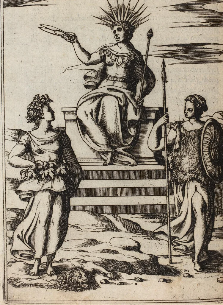 An illustration from Le Imagini De I Dei De Gli Antichi Nelle Qvali Si Contengono gl'Idoli, Riti, ceremonie, & altre cose appartenenti alla Religione de gli Antichi, 1571, leaf 224