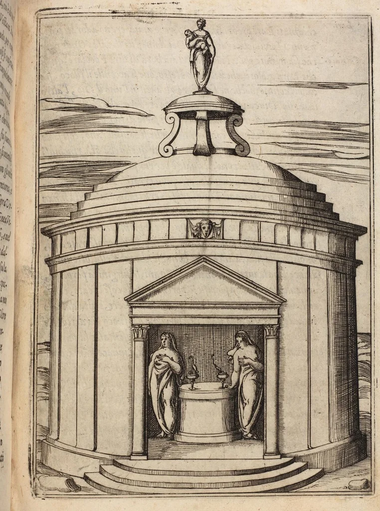 An illustration from Le Imagini De I Dei De Gli Antichi Nelle Qvali Si Contengono gl'Idoli, Riti, ceremonie, & altre cose appartenenti alla Religione de gli Antichi, 1571, leaf 253