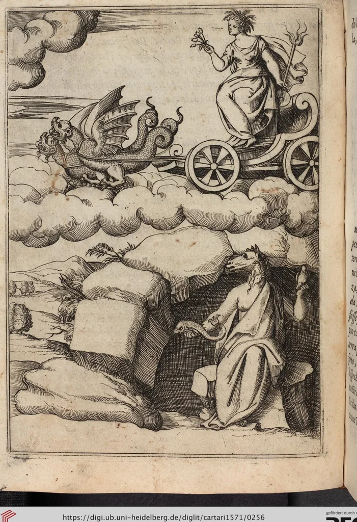 An illustration from Le Imagini De I Dei De Gli Antichi Nelle Qvali Si Contengono gl'Idoli, Riti, ceremonie, & altre cose appartenenti alla Religione de gli Antichi, 1571, leaf 256