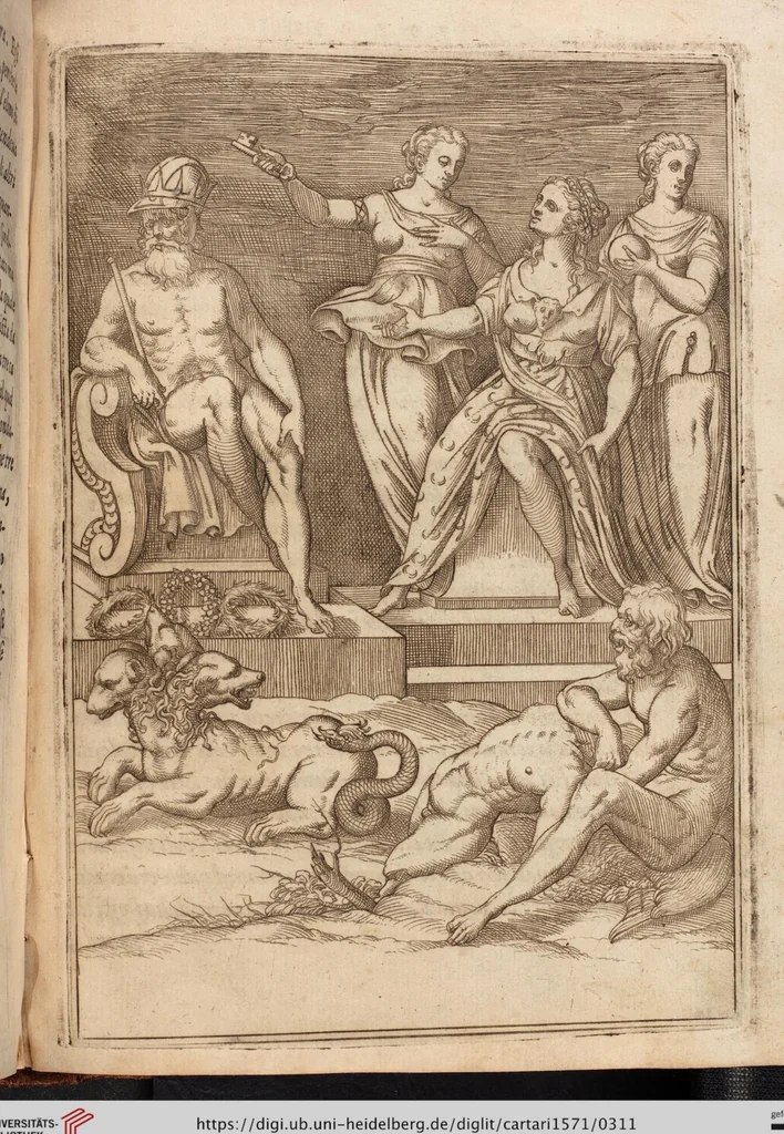An illustration from Le Imagini De I Dei De Gli Antichi Nelle Qvali Si Contengono gl'Idoli, Riti, ceremonie, & altre cose appartenenti alla Religione de gli Antichi, 1571, leaf 311