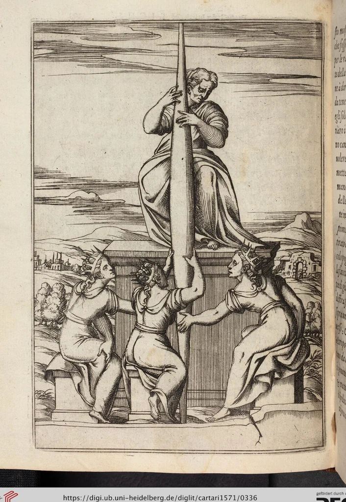 An illustration from Le Imagini De I Dei De Gli Antichi Nelle Qvali Si Contengono gl'Idoli, Riti, ceremonie, & altre cose appartenenti alla Religione de gli Antichi, 1571, leaf 336