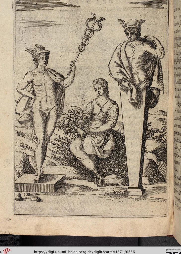 An illustration from Le Imagini De I Dei De Gli Antichi Nelle Qvali Si Contengono gl'Idoli, Riti, ceremonie, & altre cose appartenenti alla Religione de gli Antichi, 1571, leaf 356