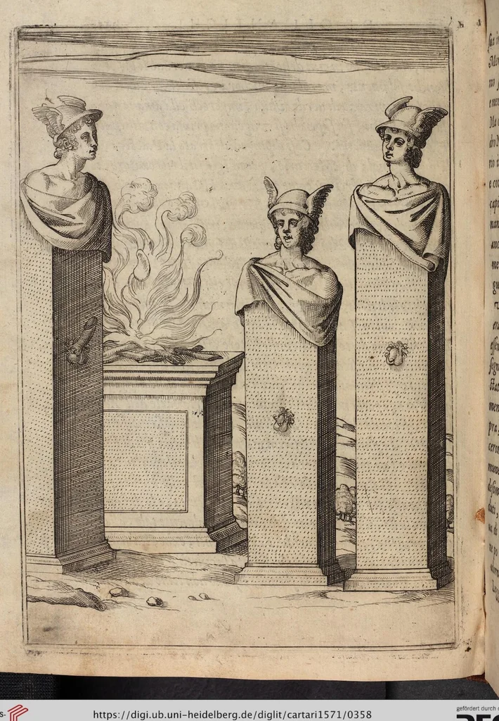 An illustration from Le Imagini De I Dei De Gli Antichi Nelle Qvali Si Contengono gl'Idoli, Riti, ceremonie, & altre cose appartenenti alla Religione de gli Antichi, 1571, leaf 358