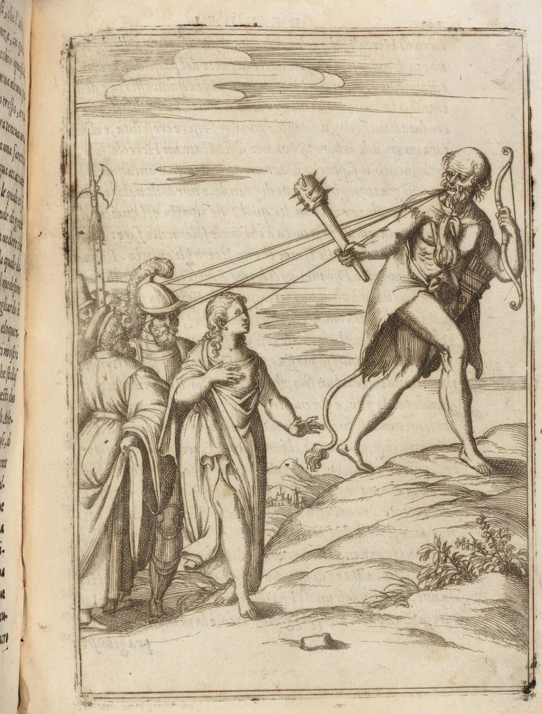 An illustration from Le Imagini De I Dei De Gli Antichi Nelle Qvali Si Contengono gl'Idoli, Riti, ceremonie, & altre cose appartenenti alla Religione de gli Antichi, 1571, leaf 373