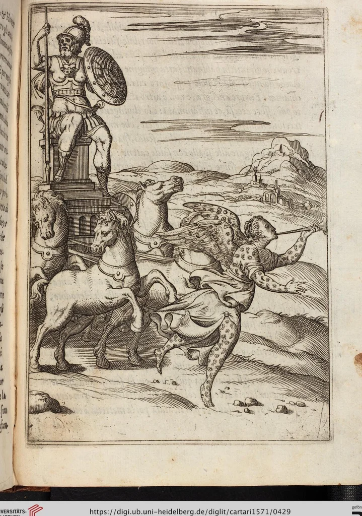 An illustration from Le Imagini De I Dei De Gli Antichi Nelle Qvali Si Contengono gl'Idoli, Riti, ceremonie, & altre cose appartenenti alla Religione de gli Antichi, 1571, leaf 429