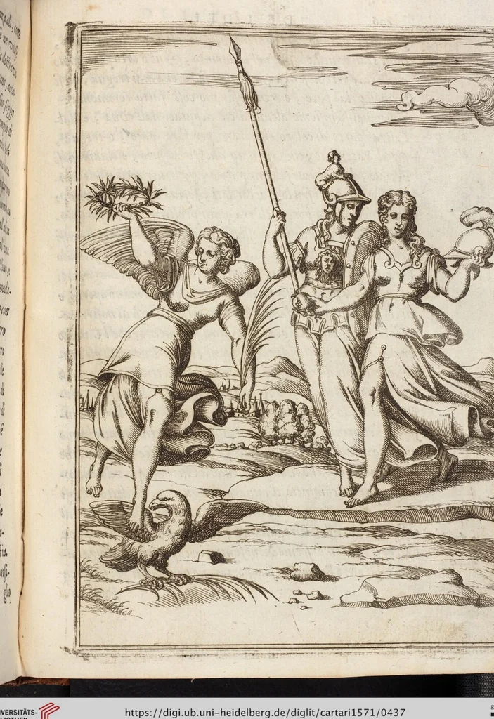 An illustration from Le Imagini De I Dei De Gli Antichi Nelle Qvali Si Contengono gl'Idoli, Riti, ceremonie, & altre cose appartenenti alla Religione de gli Antichi, 1571, leaf 437