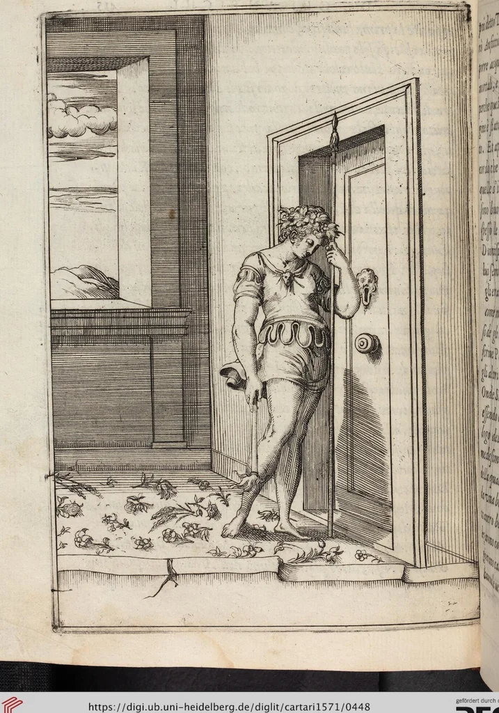 An illustration from Le Imagini De I Dei De Gli Antichi Nelle Qvali Si Contengono gl'Idoli, Riti, ceremonie, & altre cose appartenenti alla Religione de gli Antichi, 1571, leaf 448
