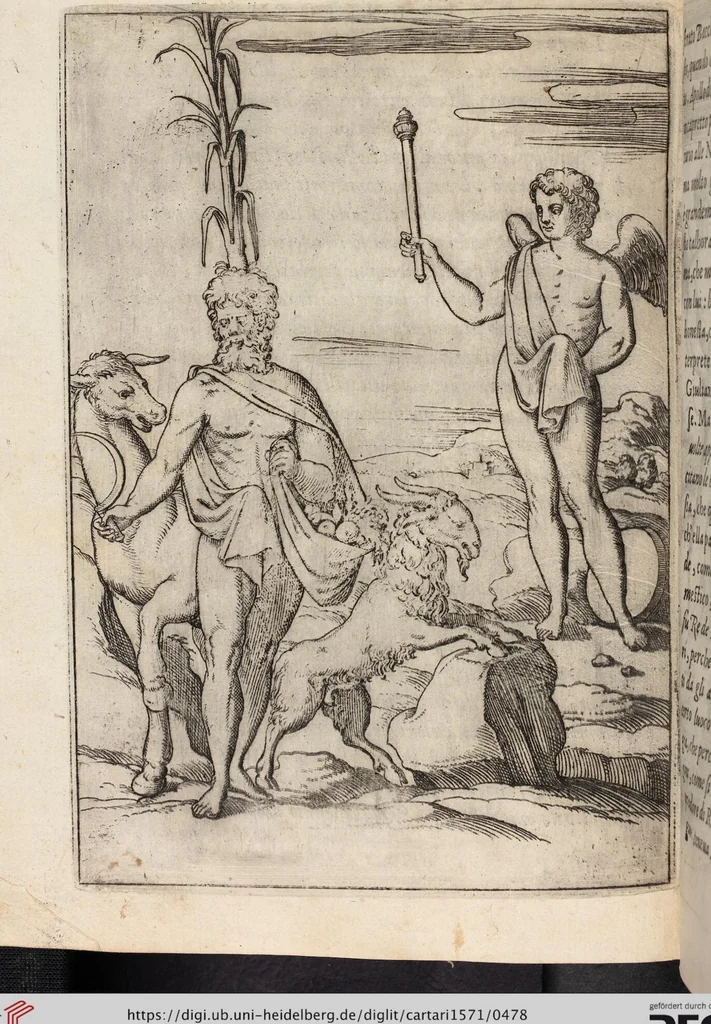 An illustration from Le Imagini De I Dei De Gli Antichi Nelle Qvali Si Contengono gl'Idoli, Riti, ceremonie, & altre cose appartenenti alla Religione de gli Antichi, 1571, leaf 478