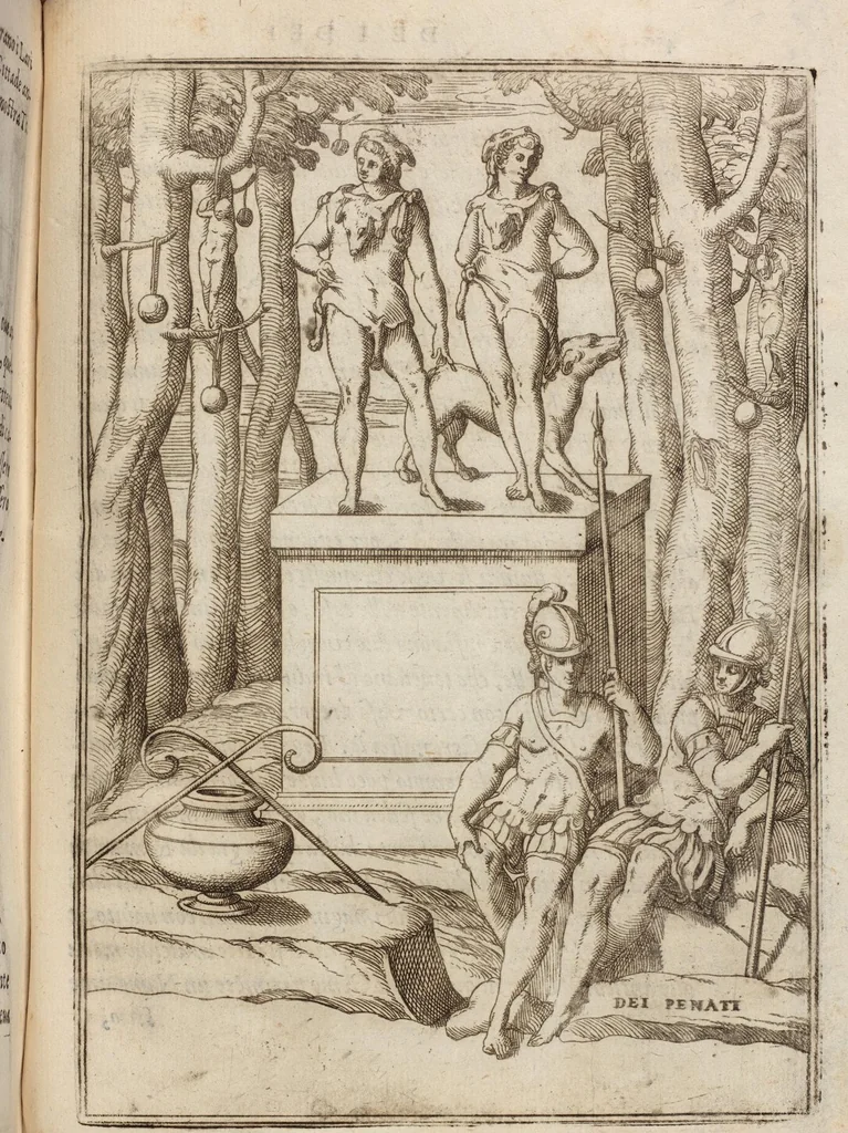 An illustration from Le Imagini De I Dei De Gli Antichi Nelle Qvali Si Contengono gl'Idoli, Riti, ceremonie, & altre cose appartenenti alla Religione de gli Antichi, 1571, leaf 481