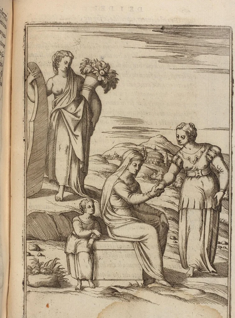 An illustration from Le Imagini De I Dei De Gli Antichi Nelle Qvali Si Contengono gl'Idoli, Riti, ceremonie, & altre cose appartenenti alla Religione de gli Antichi, 1571, leaf 493