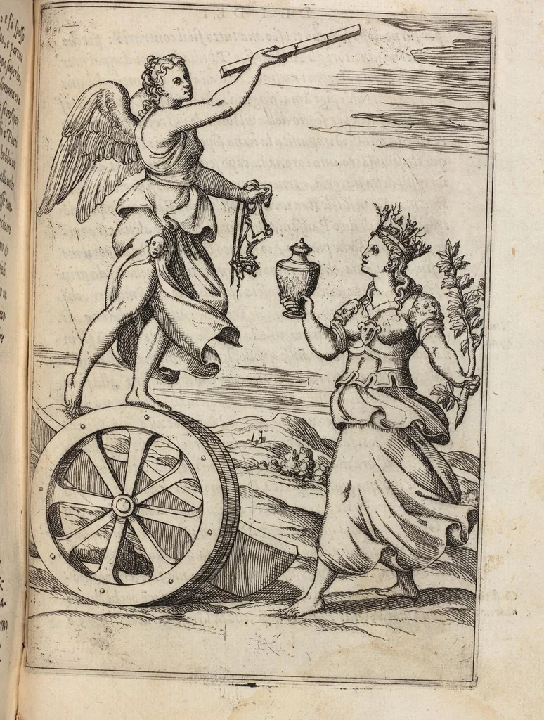 An illustration from Le Imagini De I Dei De Gli Antichi Nelle Qvali Si Contengono gl'Idoli, Riti, ceremonie, & altre cose appartenenti alla Religione de gli Antichi, 1571, leaf 497