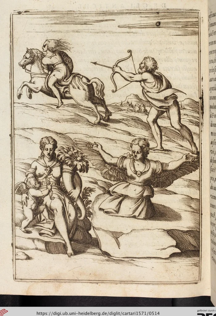 An illustration from Le Imagini De I Dei De Gli Antichi Nelle Qvali Si Contengono gl'Idoli, Riti, ceremonie, & altre cose appartenenti alla Religione de gli Antichi, 1571, leaf 514