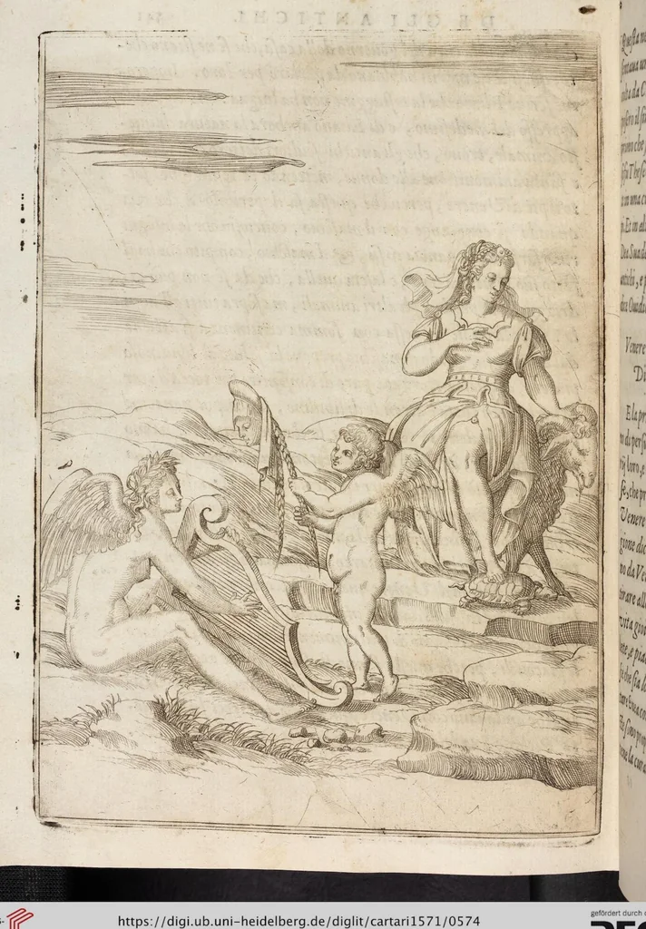 An illustration from Le Imagini De I Dei De Gli Antichi Nelle Qvali Si Contengono gl'Idoli, Riti, ceremonie, & altre cose appartenenti alla Religione de gli Antichi, 1571, leaf 574