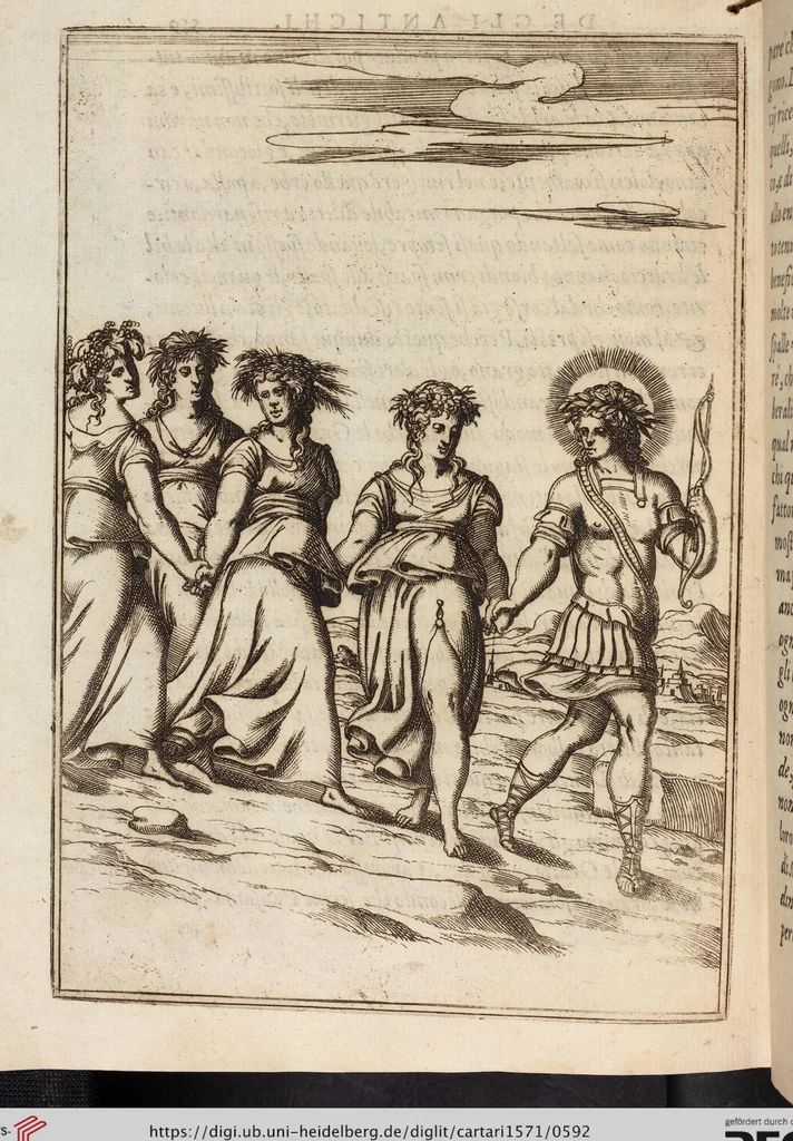An illustration from Le Imagini De I Dei De Gli Antichi Nelle Qvali Si Contengono gl'Idoli, Riti, ceremonie, & altre cose appartenenti alla Religione de gli Antichi, 1571, leaf 592