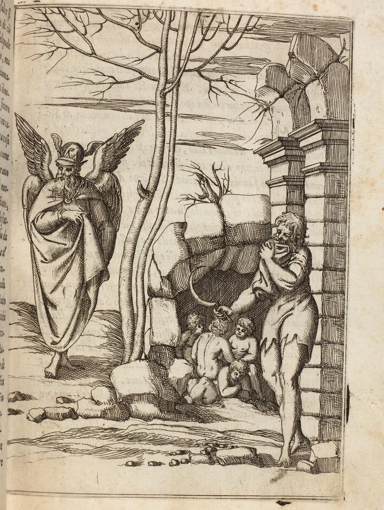 An illustration from Le Imagini De I Dei De Gli Antichi Nelle Qvali Si Contengono gl'Idoli, Riti, ceremonie, & altre cose appartenenti alla Religione de gli Antichi, 1571, leaf 71