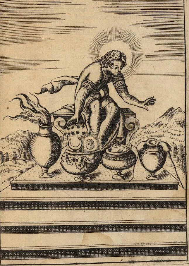An illustration from Le imagini de i dei degli antichi nelle quali si contengono gl'idoli, i riti, le cerimonie, et altre cose appartenenti alla religione degli antichi ; con la loro espositione ; et in questa ultima impressione non solamente ridotte in forma più commoda, ma arricchite ancora di molte postille, et ... di più di 40 figure in rame …, 1603, leaf 115