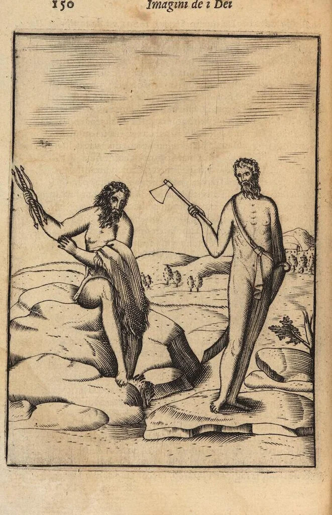 An illustration from Le imagini de i dei degli antichi nelle quali si contengono gl'idoli, i riti, le cerimonie, et altre cose appartenenti alla religione degli antichi ; con la loro espositione ; et in questa ultima impressione non solamente ridotte in forma più commoda, ma arricchite ancora di molte postille, et ... di più di 40 figure in rame …, 1603, leaf 194