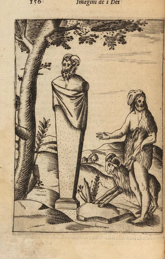 An illustration from Le imagini de i dei degli antichi nelle quali si contengono gl'idoli, i riti, le cerimonie, et altre cose appartenenti alla religione degli antichi ; con la loro espositione ; et in questa ultima impressione non solamente ridotte in forma più commoda, ma arricchite ancora di molte postille, et ... di più di 40 figure in rame …, 1603, leaf 200