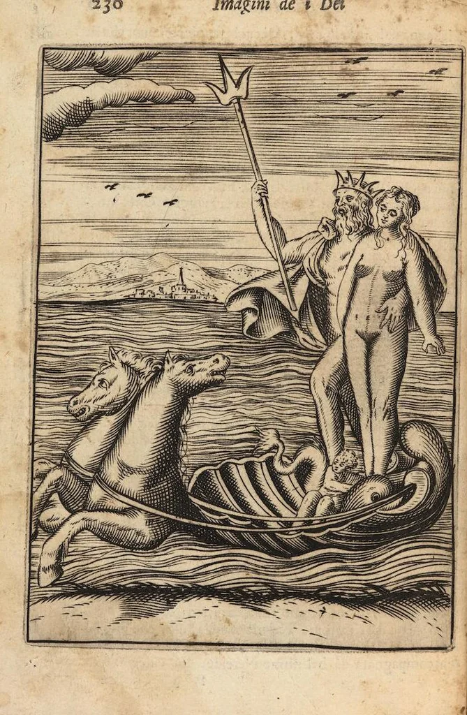 An illustration from Le imagini de i dei degli antichi nelle quali si contengono gl'idoli, i riti, le cerimonie, et altre cose appartenenti alla religione degli antichi ; con la loro espositione ; et in questa ultima impressione non solamente ridotte in forma più commoda, ma arricchite ancora di molte postille, et ... di più di 40 figure in rame …, 1603, leaf 274