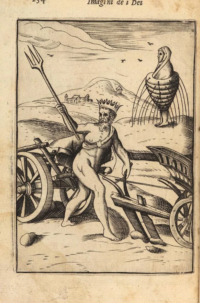 An illustration from Le imagini de i dei degli antichi nelle quali si contengono gl'idoli, i riti, le cerimonie, et altre cose appartenenti alla religione degli antichi ; con la loro espositione ; et in questa ultima impressione non solamente ridotte in forma più commoda, ma arricchite ancora di molte postille, et ... di più di 40 figure in rame …, 1603, leaf 278