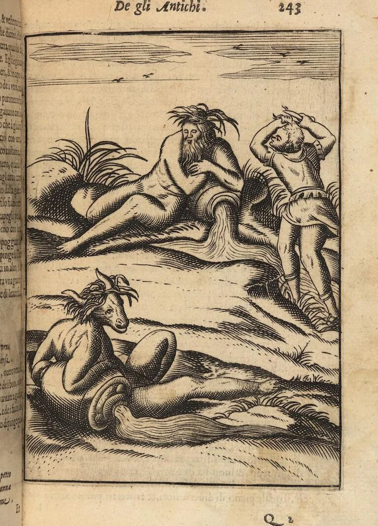 An illustration from Le imagini de i dei degli antichi nelle quali si contengono gl'idoli, i riti, le cerimonie, et altre cose appartenenti alla religione degli antichi ; con la loro espositione ; et in questa ultima impressione non solamente ridotte in forma più commoda, ma arricchite ancora di molte postille, et ... di più di 40 figure in rame …, 1603, leaf 287