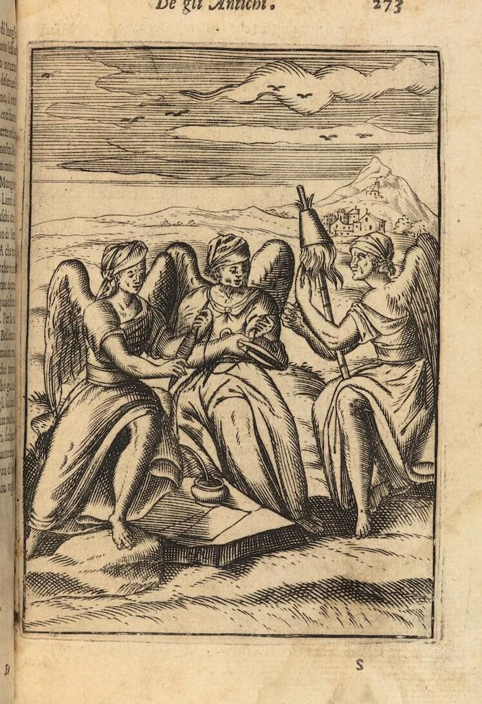 An illustration from Le imagini de i dei degli antichi nelle quali si contengono gl'idoli, i riti, le cerimonie, et altre cose appartenenti alla religione degli antichi ; con la loro espositione ; et in questa ultima impressione non solamente ridotte in forma più commoda, ma arricchite ancora di molte postille, et ... di più di 40 figure in rame …, 1603, leaf 317