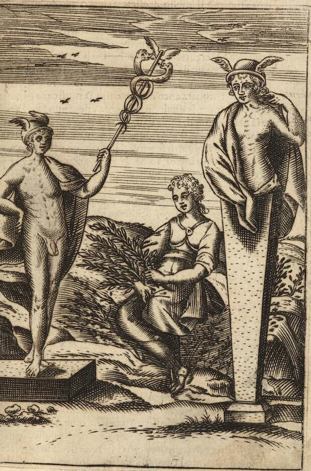 An illustration from Le imagini de i dei degli antichi nelle quali si contengono gl'idoli, i riti, le cerimonie, et altre cose appartenenti alla religione degli antichi ; con la loro espositione ; et in questa ultima impressione non solamente ridotte in forma più commoda, ma arricchite ancora di molte postille, et ... di più di 40 figure in rame …, 1603, leaf 341