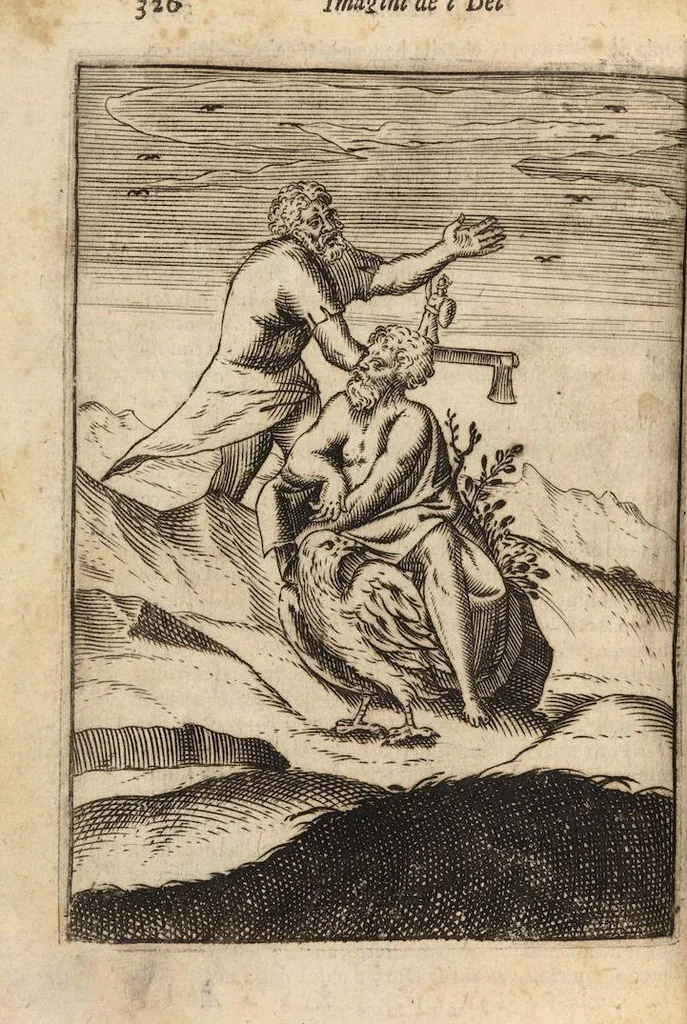 An illustration from Le imagini de i dei degli antichi nelle quali si contengono gl'idoli, i riti, le cerimonie, et altre cose appartenenti alla religione degli antichi ; con la loro espositione ; et in questa ultima impressione non solamente ridotte in forma più commoda, ma arricchite ancora di molte postille, et ... di più di 40 figure in rame …, 1603, leaf 370