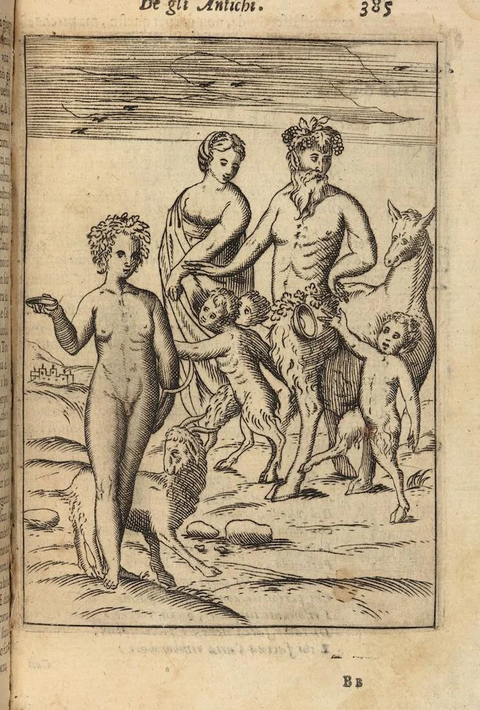 An illustration from Le imagini de i dei degli antichi nelle quali si contengono gl'idoli, i riti, le cerimonie, et altre cose appartenenti alla religione degli antichi ; con la loro espositione ; et in questa ultima impressione non solamente ridotte in forma più commoda, ma arricchite ancora di molte postille, et ... di più di 40 figure in rame …, 1603, leaf 429