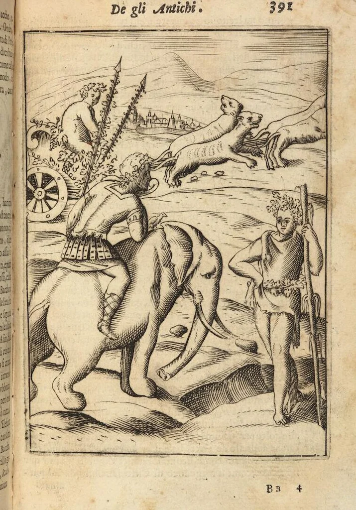 An illustration from Le imagini de i dei degli antichi nelle quali si contengono gl'idoli, i riti, le cerimonie, et altre cose appartenenti alla religione degli antichi ; con la loro espositione ; et in questa ultima impressione non solamente ridotte in forma più commoda, ma arricchite ancora di molte postille, et ... di più di 40 figure in rame …, 1603, leaf 435