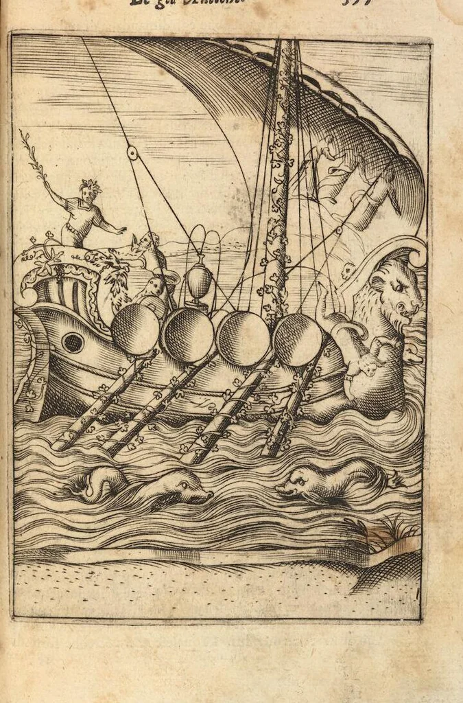 An illustration from Le imagini de i dei degli antichi nelle quali si contengono gl'idoli, i riti, le cerimonie, et altre cose appartenenti alla religione degli antichi ; con la loro espositione ; et in questa ultima impressione non solamente ridotte in forma più commoda, ma arricchite ancora di molte postille, et ... di più di 40 figure in rame …, 1603, leaf 439
