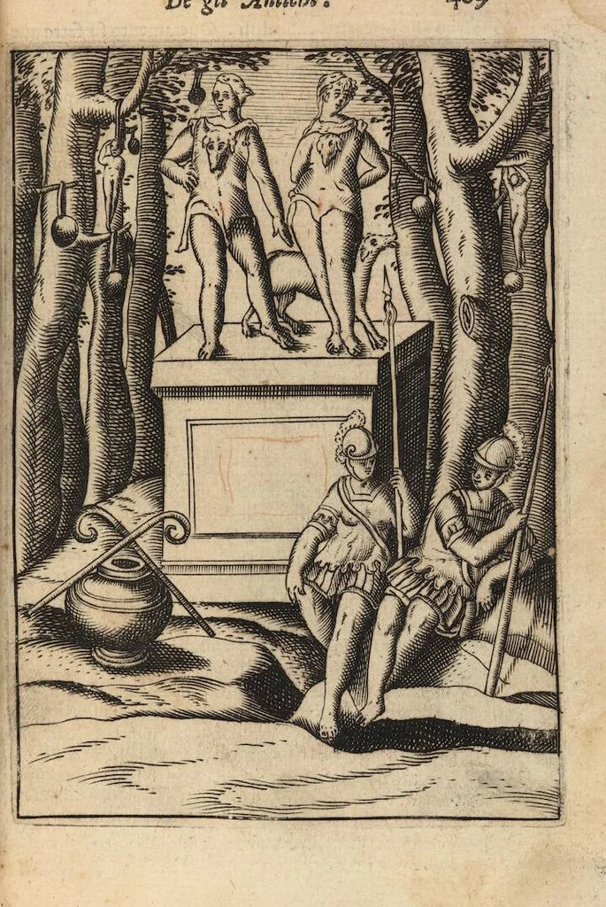 An illustration from Le imagini de i dei degli antichi nelle quali si contengono gl'idoli, i riti, le cerimonie, et altre cose appartenenti alla religione degli antichi ; con la loro espositione ; et in questa ultima impressione non solamente ridotte in forma più commoda, ma arricchite ancora di molte postille, et ... di più di 40 figure in rame …, 1603, leaf 453